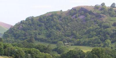 Craig y Rhiwarth cliffs and scree seen from the south - some of the finest examples of limestone flora and fauna can be found here